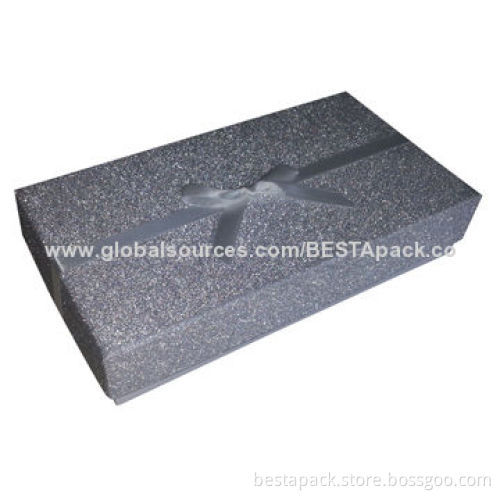 Glittered Pattern Gift Box with Ribbon Bow